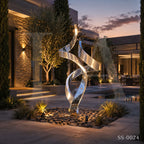 Modern Twisting Ribbon Stainless Steel Garden Sculpture | SS-0024