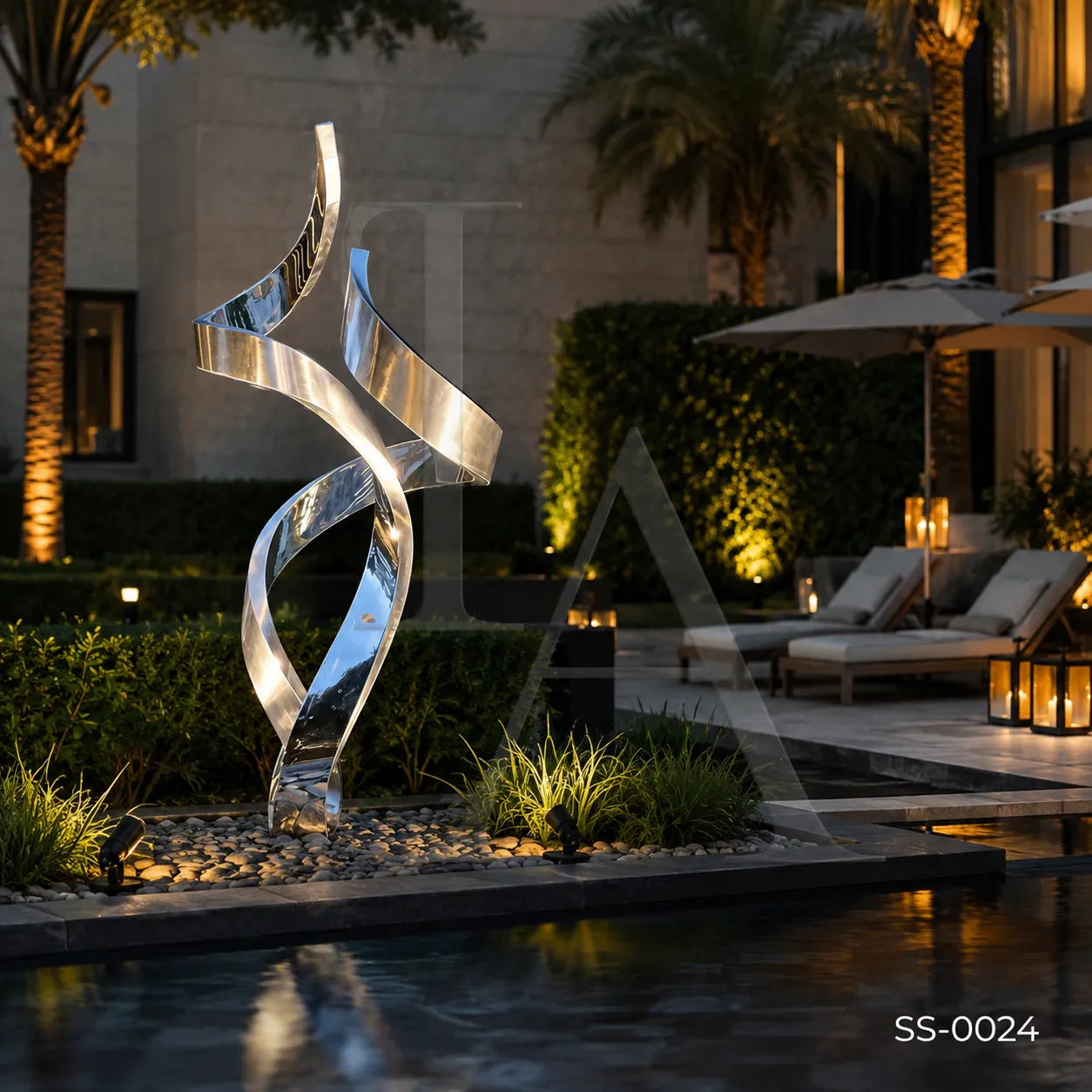 Modern Twisting Ribbon Stainless Steel Garden Sculpture | SS-0024