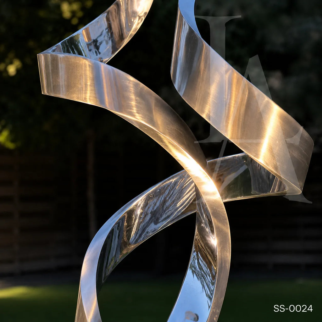 Modern Twisting Ribbon Stainless Steel Garden Sculpture | SS-0024