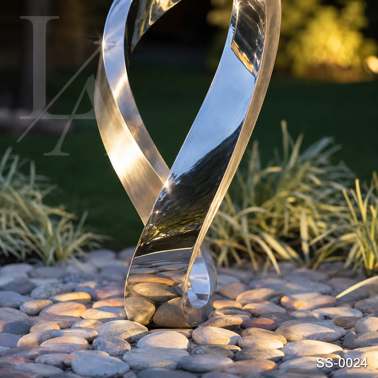 Modern Twisting Ribbon Stainless Steel Garden Sculpture | SS-0024