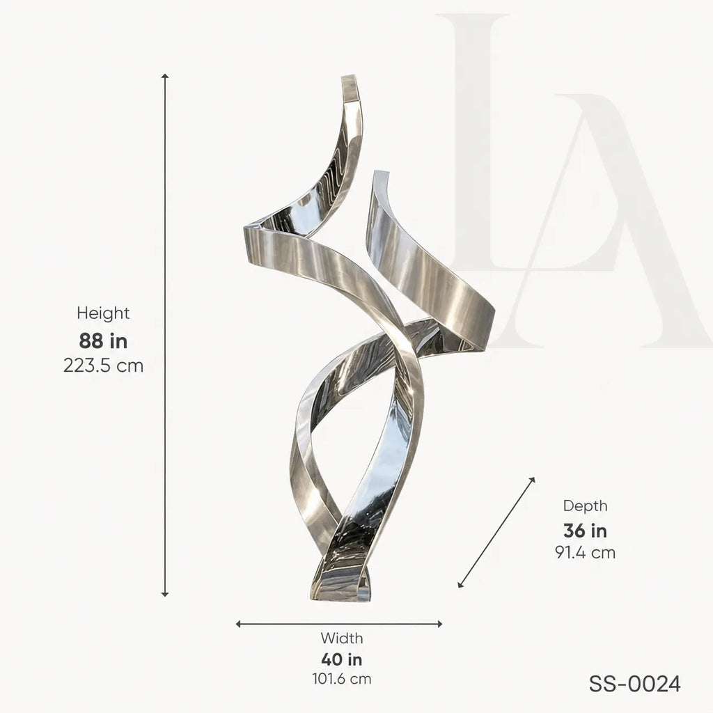 Modern Twisting Ribbon Stainless Steel Garden Sculpture | SS-0024