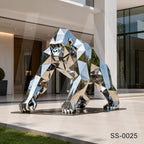 Geometric Stainless Steel Gorilla Sculpture