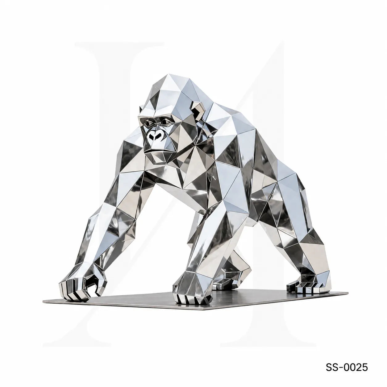 Geometric Stainless Steel Gorilla Sculpture