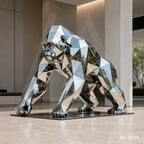 Geometric Stainless Steel Gorilla Sculpture