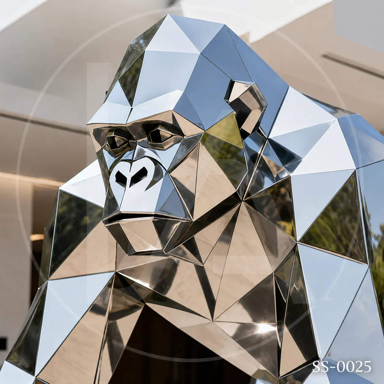 Geometric Stainless Steel Gorilla Sculpture
