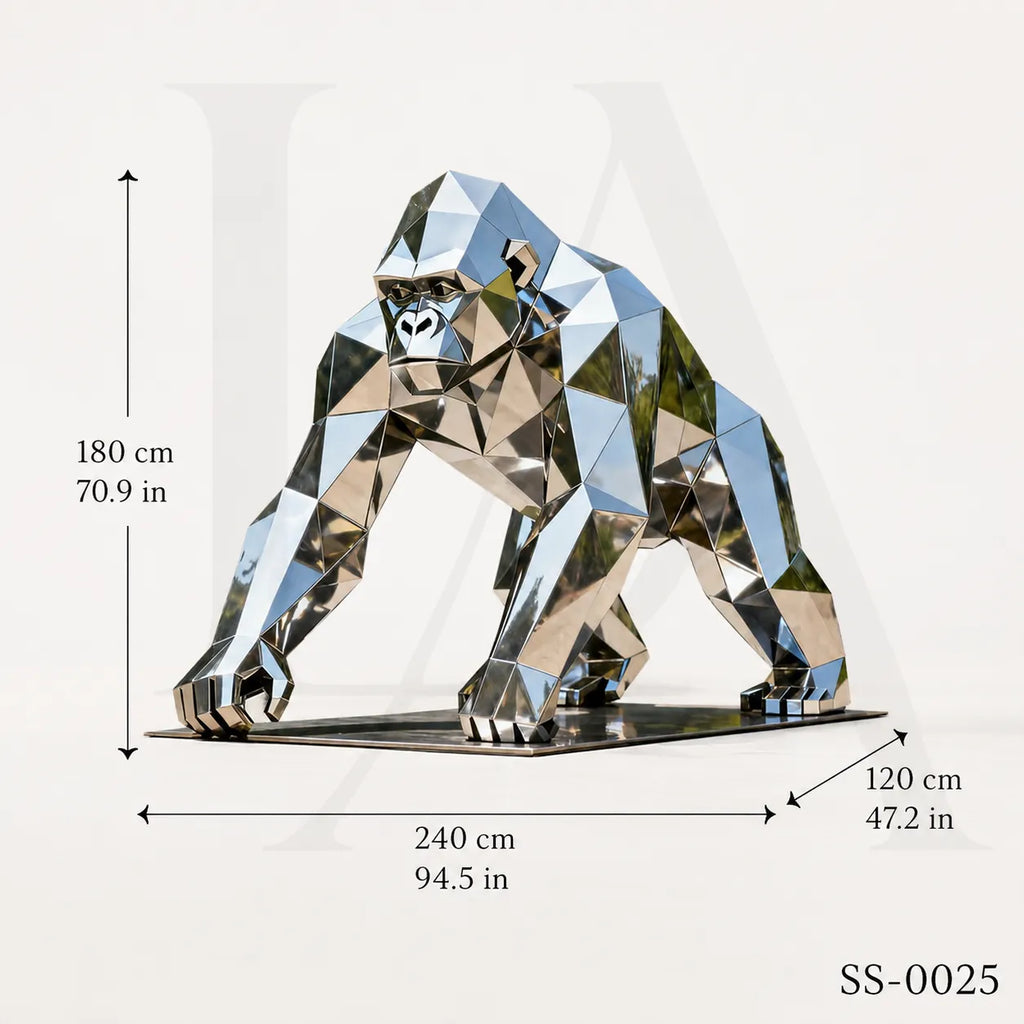 Geometric Stainless Steel Gorilla Sculpture