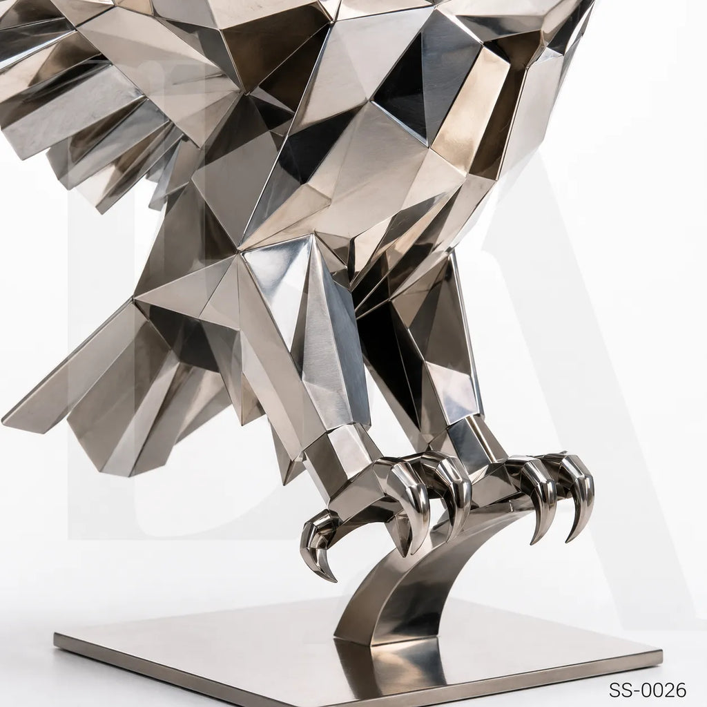 Geometric Stainless Steel Eagle Sculpture