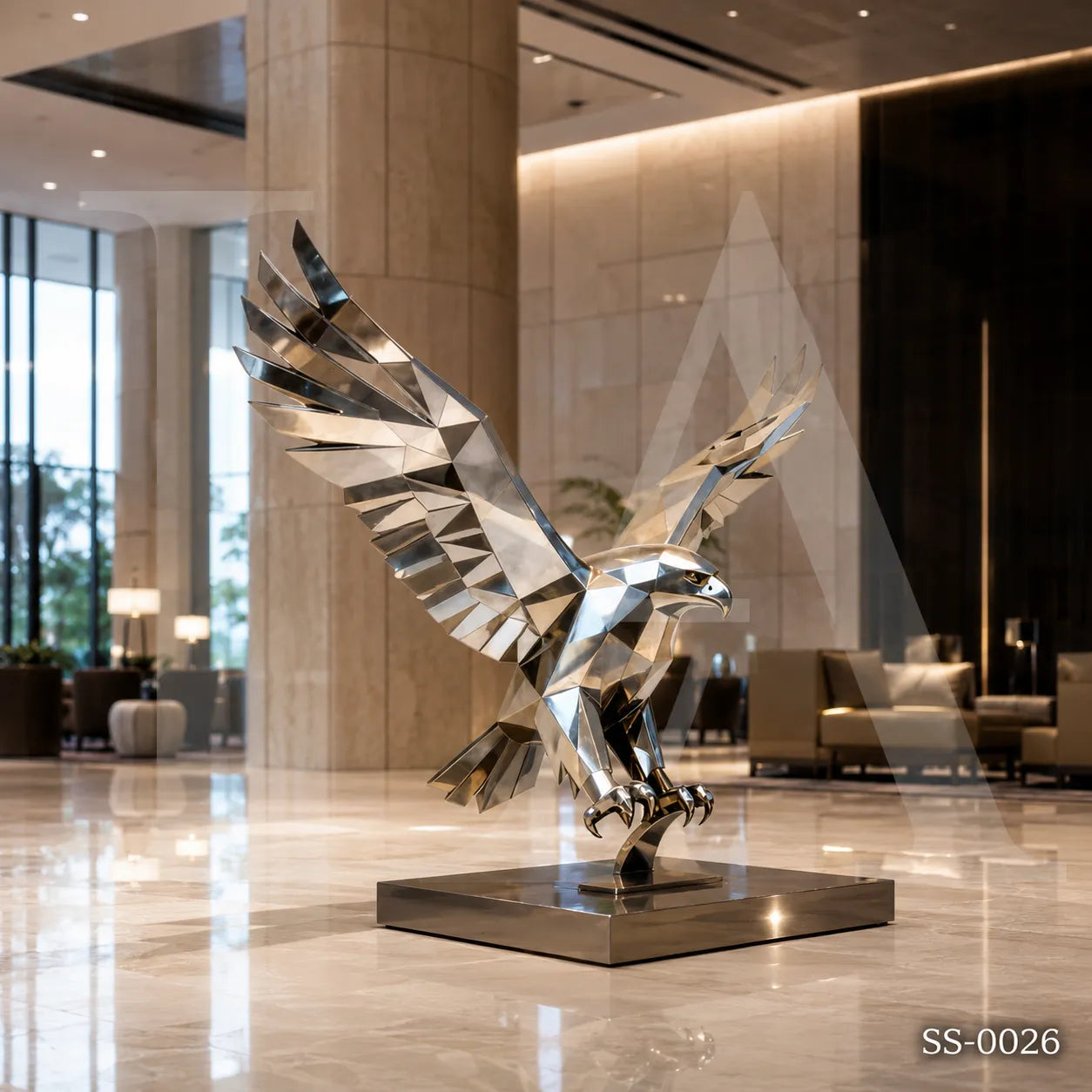 Geometric Stainless Steel Eagle Sculpture