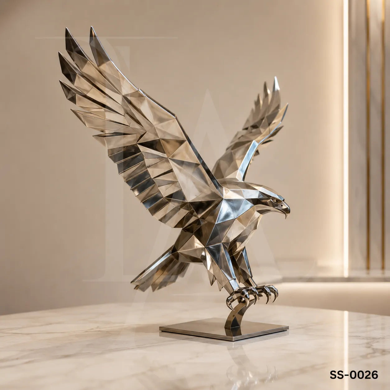 Geometric Stainless Steel Eagle Sculpture