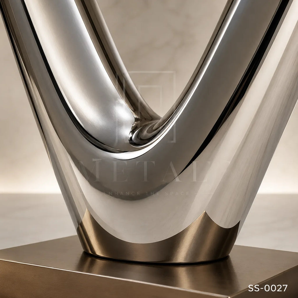 Modern Mirror Stainless Steel V Sculpture | Contemporary Abstract Public Art