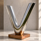 Modern Mirror Stainless Steel V Sculpture | Contemporary Abstract Public Art
