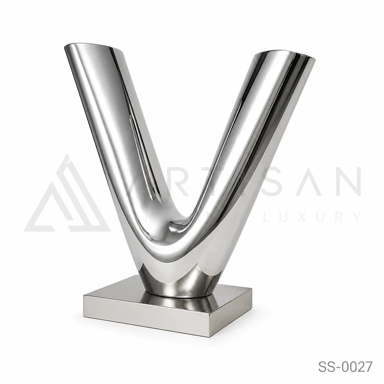 Modern Mirror Stainless Steel V Sculpture | Contemporary Abstract Public Art
