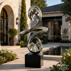 Luxury Abstract Stainless Steel Infinity Ribbon Sculpture