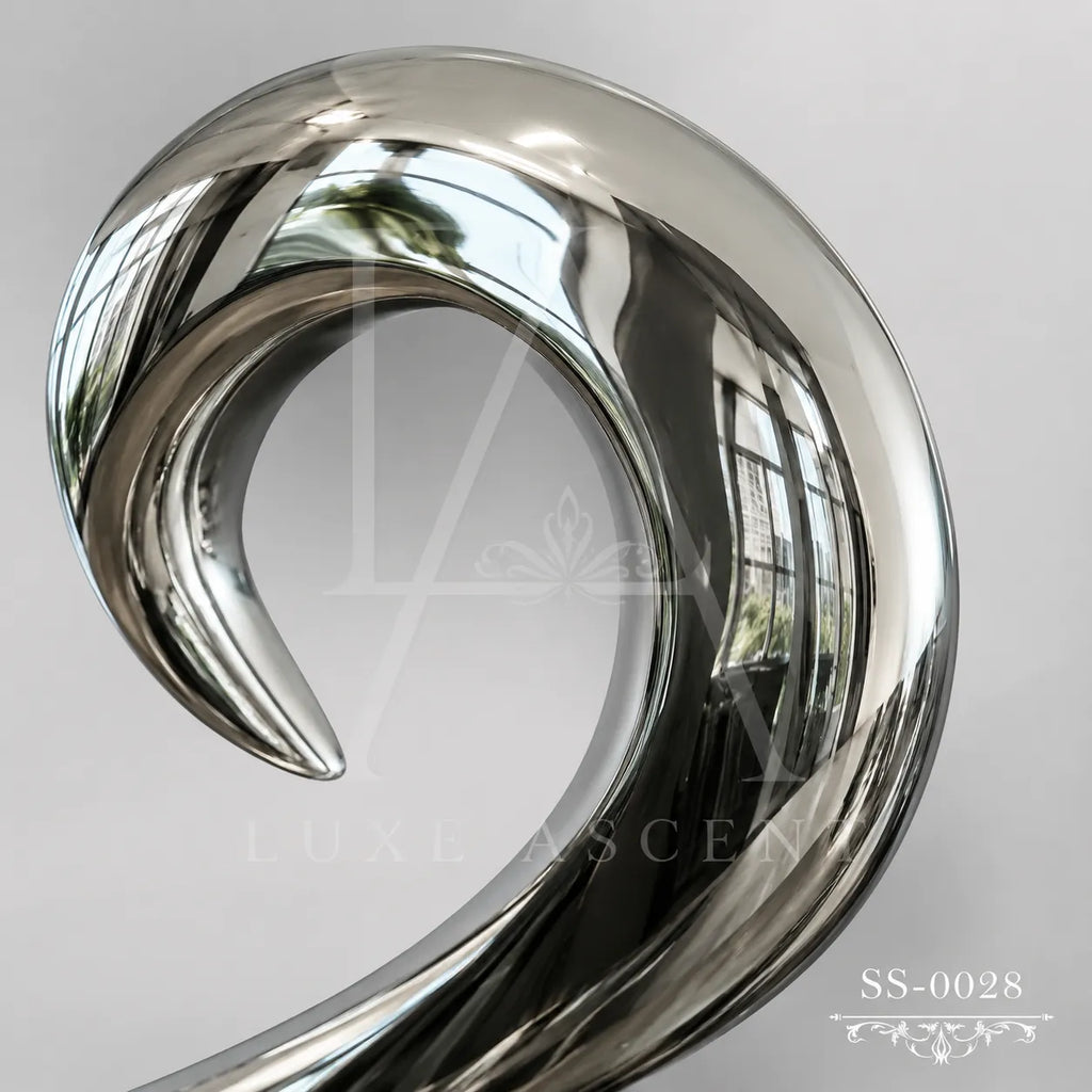 Luxury Abstract Stainless Steel Infinity Ribbon Sculpture