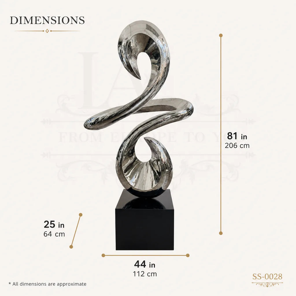 Luxury Abstract Stainless Steel Infinity Ribbon Sculpture