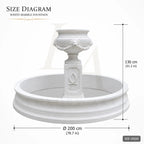 Classic White Marble Garden Urn Fountain with Circular Basin