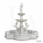 Classical White Marble Goddess Fountain with Rearing Horses