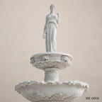 Classical White Marble Goddess Fountain with Rearing Horses