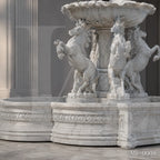 Classical White Marble Goddess Fountain with Rearing Horses