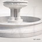 Classic Two-Tier White Marble Garden Fountain with Circular Basin