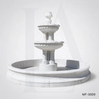 Classic Two-Tier White Marble Garden Fountain with Circular Basin