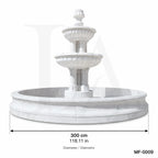 Classic Two-Tier White Marble Garden Fountain with Circular Basin