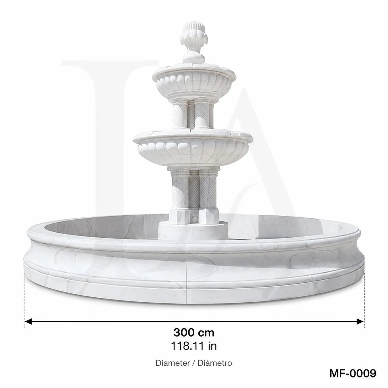 Classic Two-Tier White Marble Garden Fountain with Circular Basin