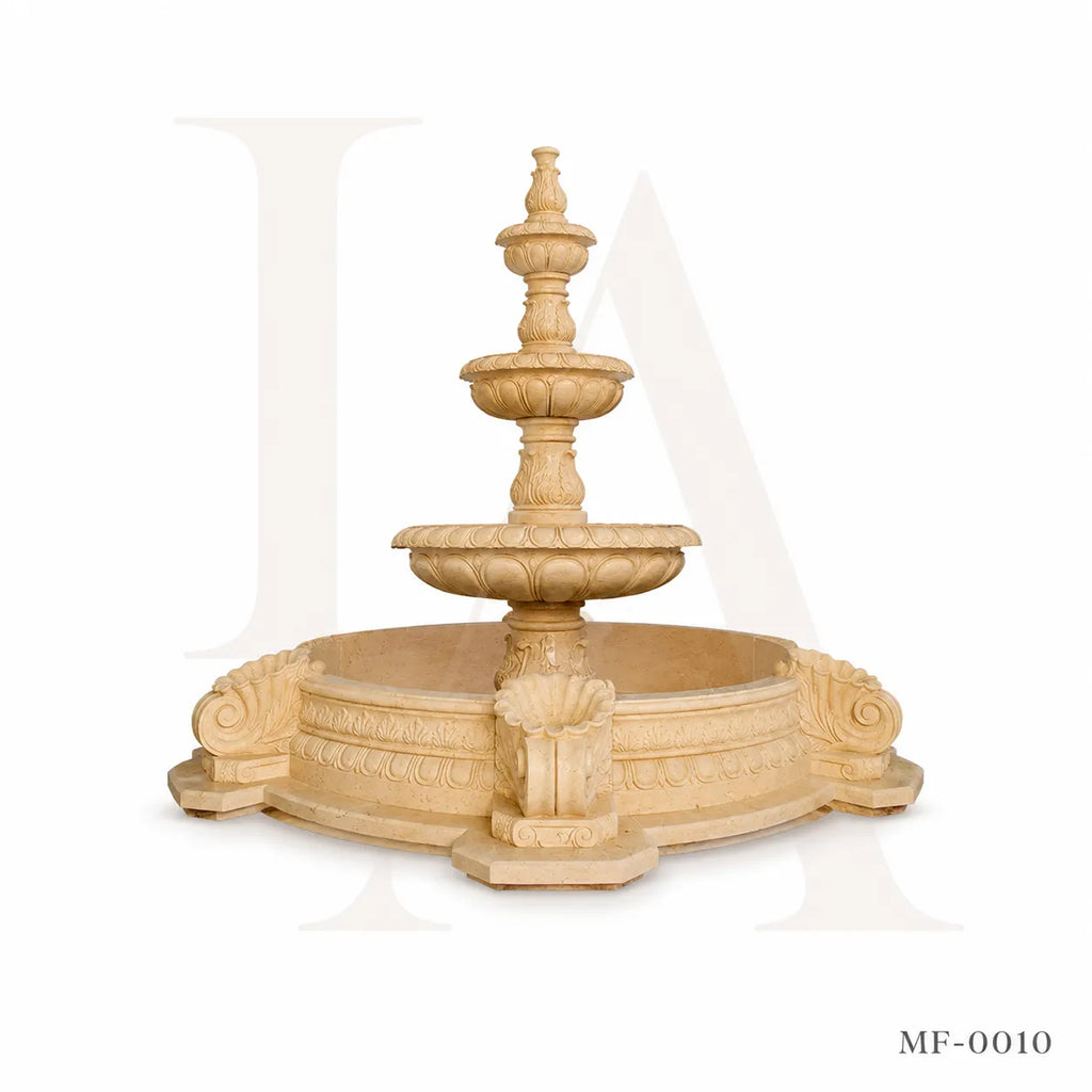 Egypt Beige Marble Four-Tier Classical Garden Fountain