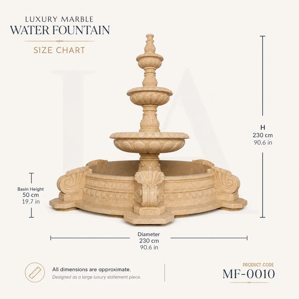 Egypt Beige Marble Four-Tier Classical Garden Fountain