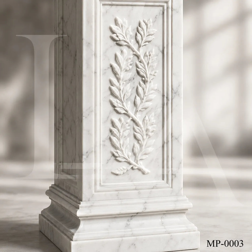 Classical White Marble Swan Handle Urn Planters with Pedestals