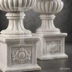 Grand Classical White Marble Garden Urn Planters with Pedestals