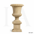 Classic Egypt Beige Marble Garden Urn Planters with Pedestals