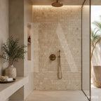 Tumbled Beige Travertine Mosaic Tiles for Timeless Mediterranean Interiors