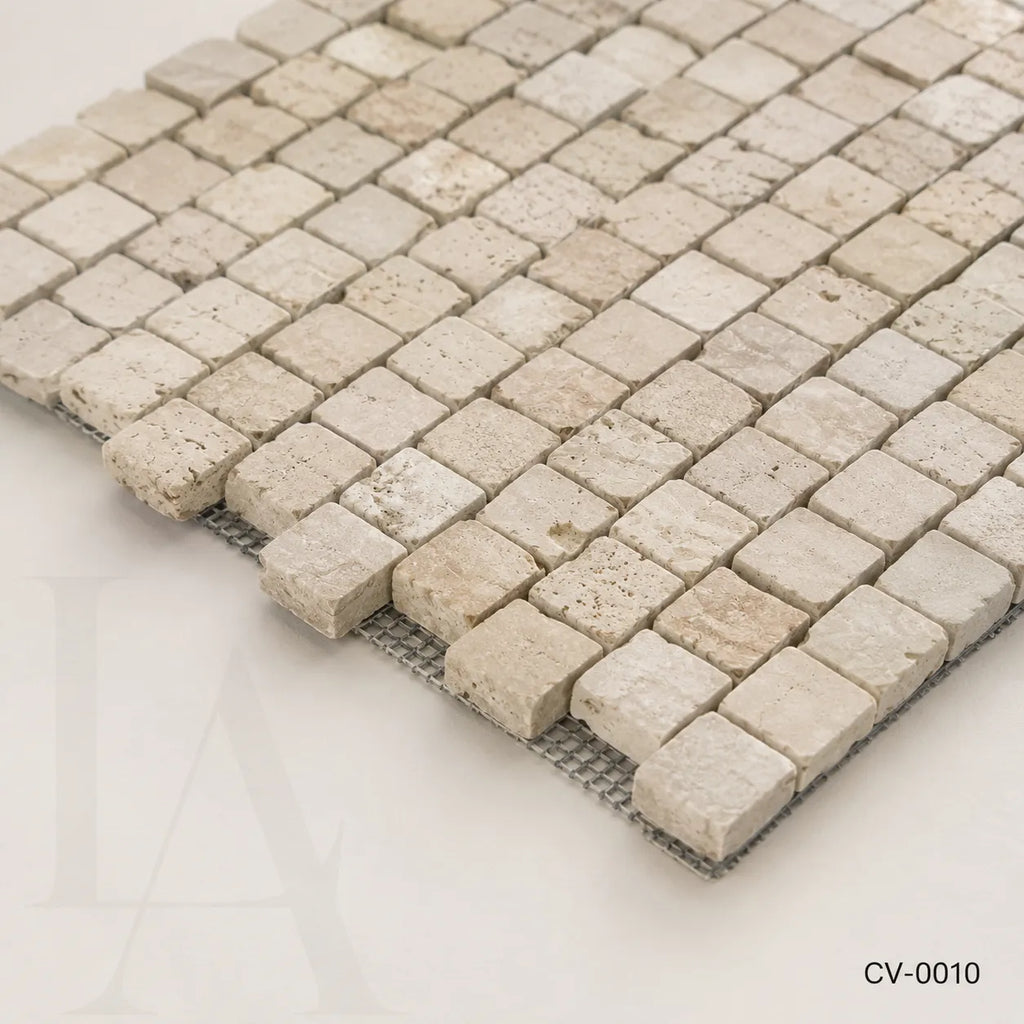 Tumbled Beige Travertine Mosaic Tiles for Timeless Mediterranean Interiors