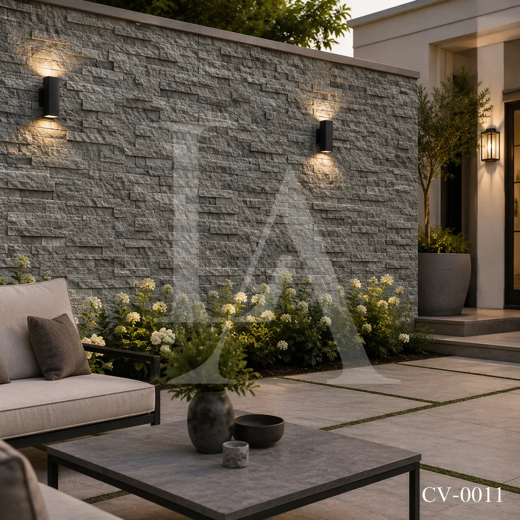 Natural Grey Granite Split Face Ledger Panels for Contemporary Wall Cladding