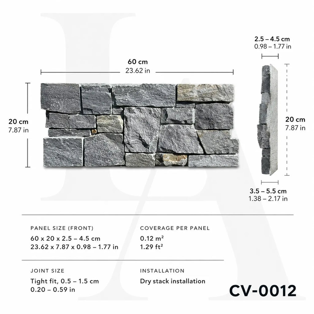 Natural Grey Quartzite Ashlar Stone Panels for Luxury Wall Cladding