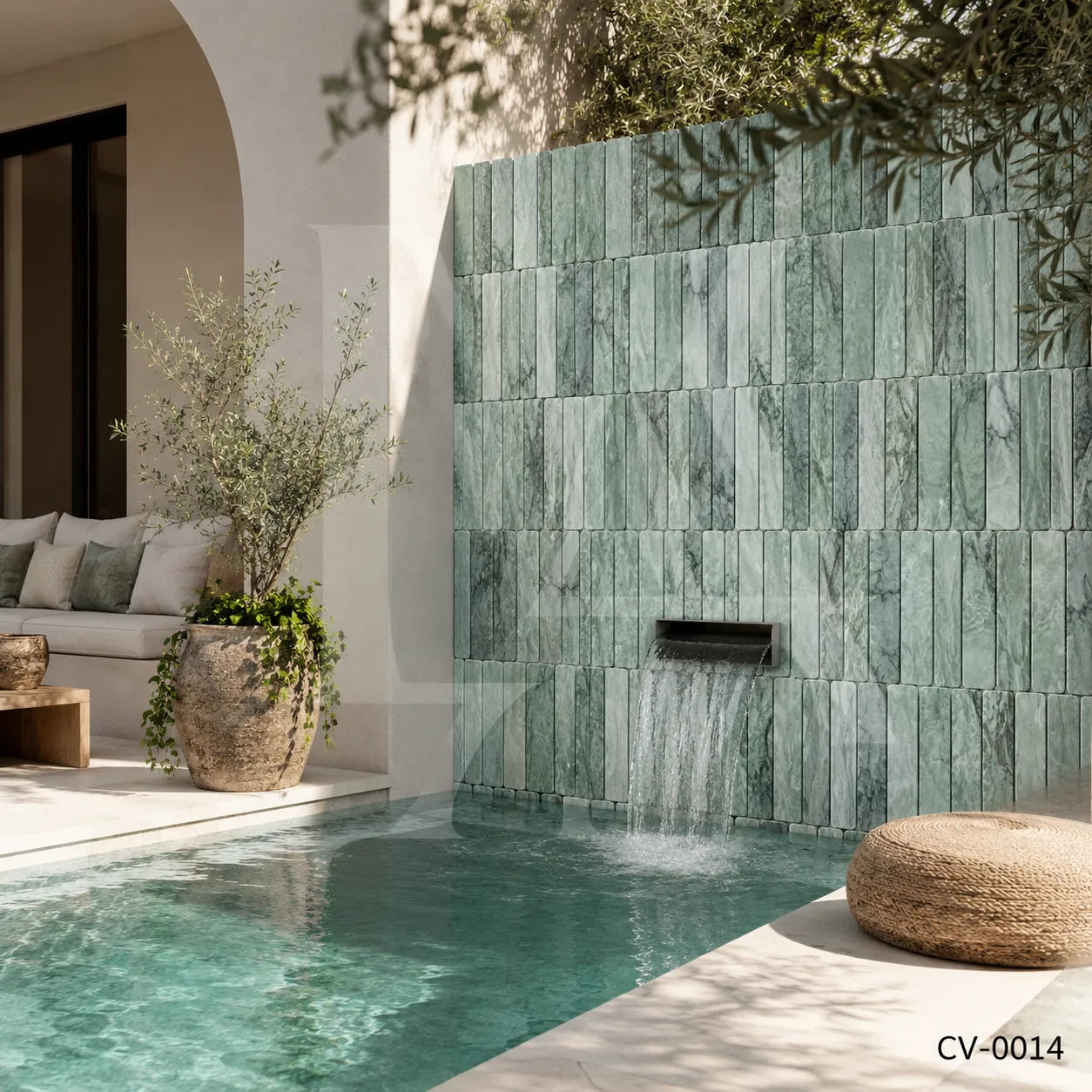 Green Marble Linear Mosaic Tile for Luxury Bathrooms & Feature Walls