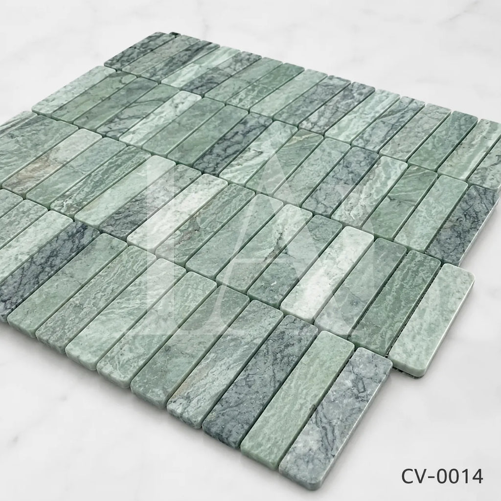 Green Marble Linear Mosaic Tile for Luxury Bathrooms & Feature Walls