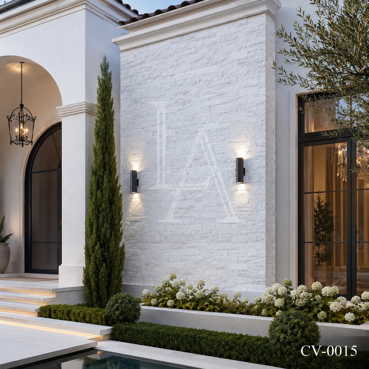 White Marble Split Face Ledger Stone Panel for Feature Walls & Facades
