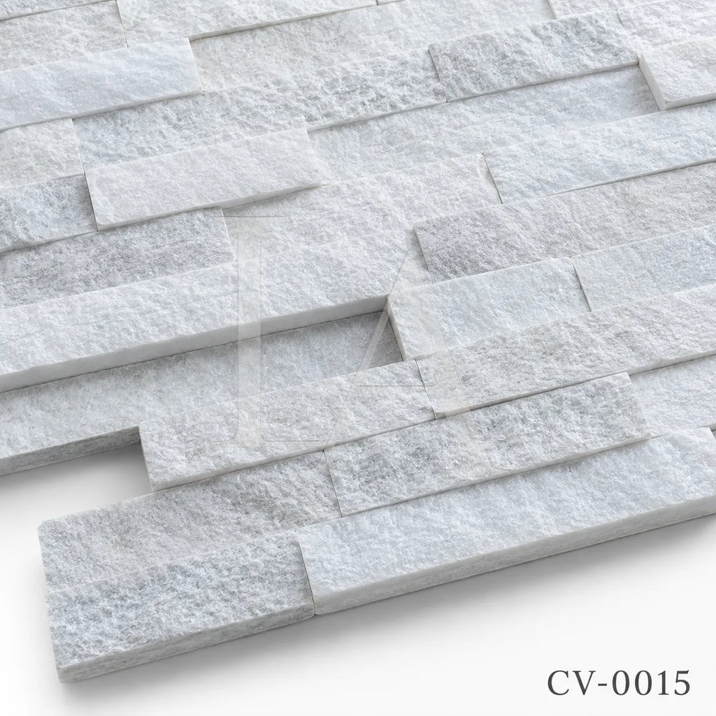White Marble Split Face Ledger Stone Panel for Feature Walls & Facades