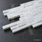 White Marble Split Face Ledger Stone Panel for Feature Walls & Facades