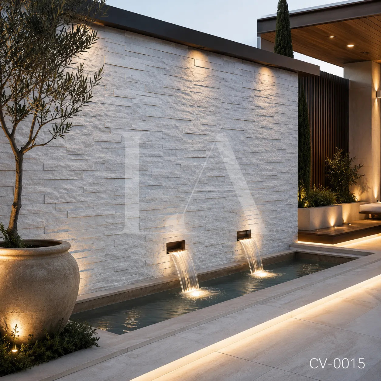 White Marble Split Face Ledger Stone Panel for Feature Walls & Facades
