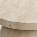 Round Travertine Coffee Table with Sphere Base
