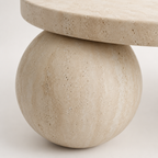 Round Travertine Coffee Table with Sphere Base