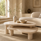 Two-Tier Travertine Coffee Table