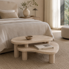 Two-Tier Travertine Coffee Table