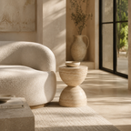 Travertine Hourglass Side Table