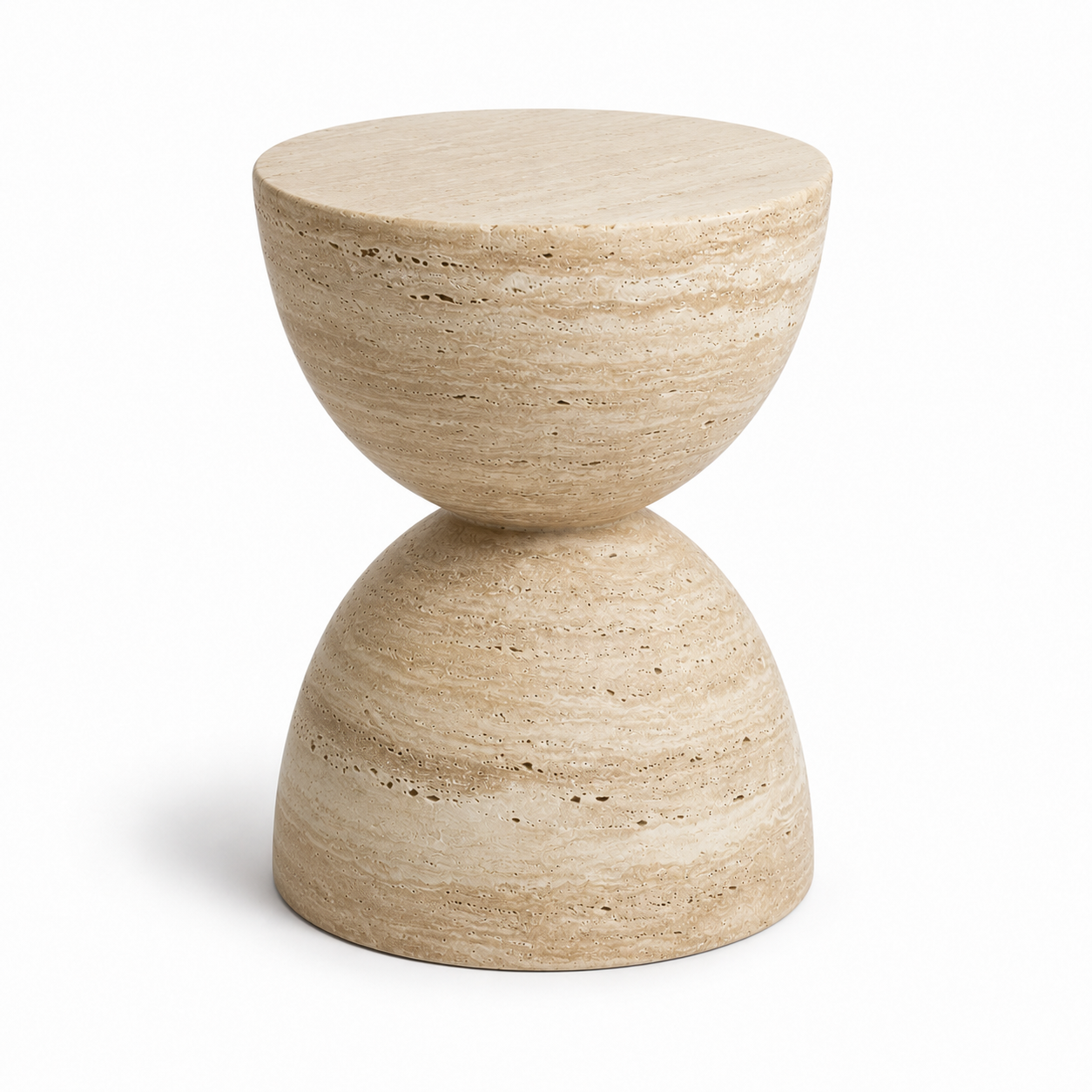 Travertine Hourglass Side Table