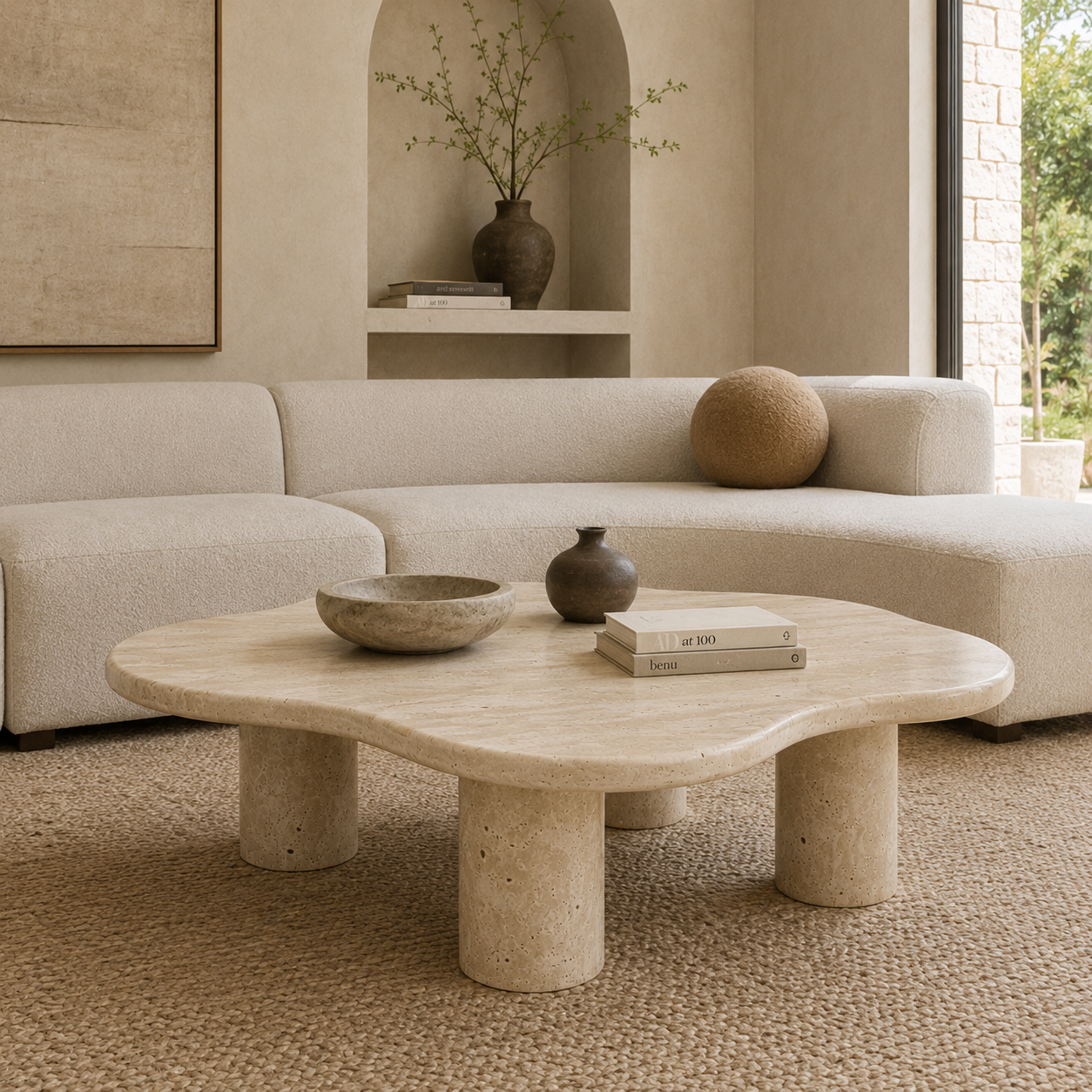 Organic Travertine Coffee Table