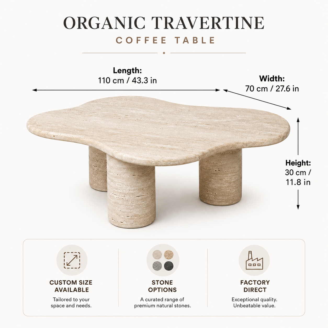 Organic Travertine Coffee Table